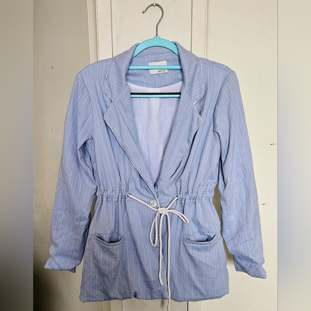 Greylin Light Blue Striped Women's Jacket